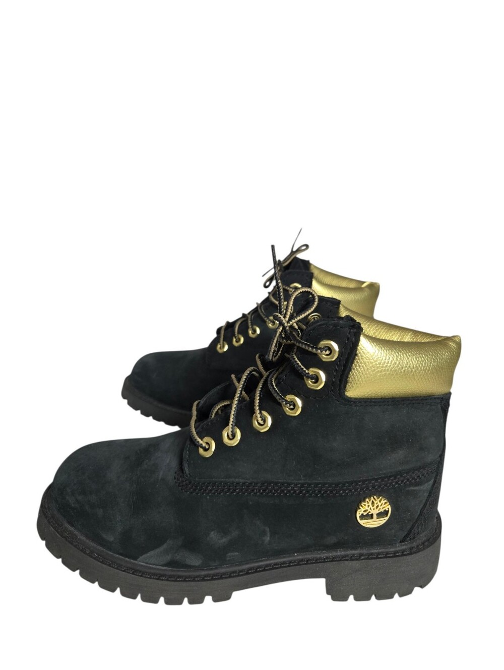 Timberland Premium 6" Waterproof Boots Black Gold Primaloft 200 Gram Girls 1.5Y